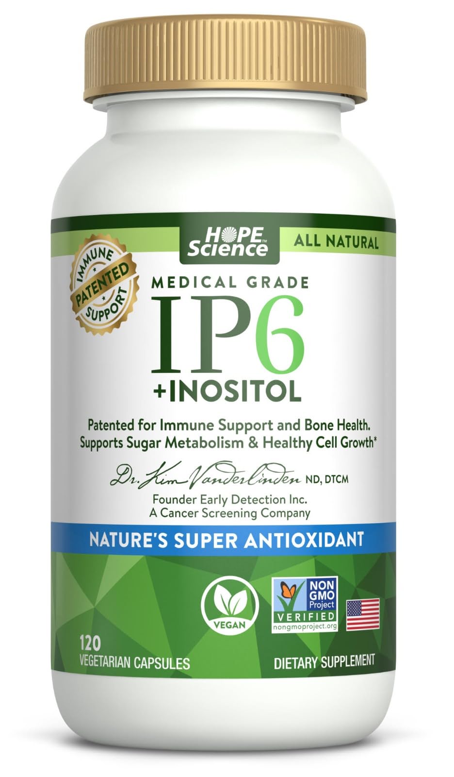 Active Again Hope Science IP6 Inositol 120 caps - Whole Body Immune Support with Nature's Most Potent Antioxidant - IP6 Inositol Supplement for Enhanced Immunity, Bone, Kidney and Heart Health 120 Count (Pack of 1)