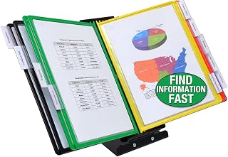 Ultimate Office SwitchFile Reference Organizer Displays Both Landscape or Portrait Documents, Desk or Wall Mount, Featuring, 10 EZ-Load Pockets to Hold 20 Sheets of Paper (Colored Pockets)
