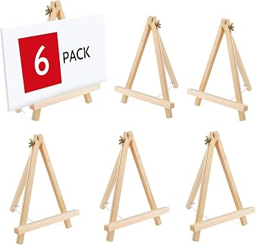 6PCS Wood Easels, 9 Inches Tabletop Easels, Tripod, Painting Party Easel, Kids Student Tabletop Easels for Painting, Art Craft Painting Easel Stand for Artist Adults Students
