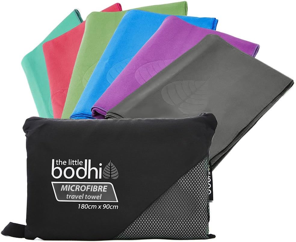 The Little Bodhi Microfibre Towel Grey 100cm x 50cm, Medium 100cm x 50cm