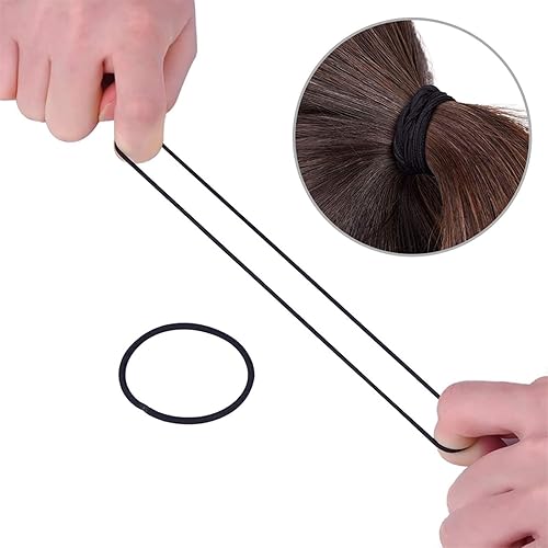 Miniatura 6 de Paquete de 100 gomas para el pelo lazos de pelo colas de caballo bandas titulares cabello grueso eBoot Negro