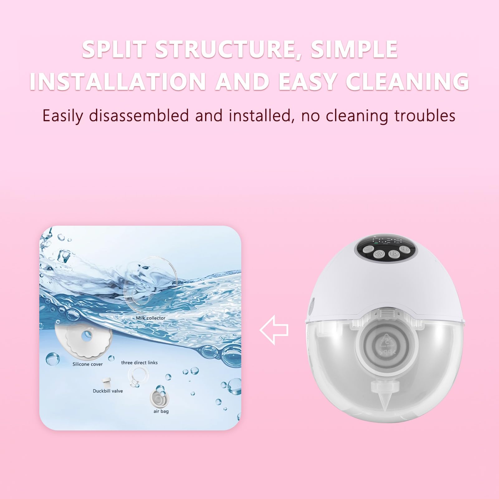 Luocute Tiralatte Indossabile, Tiralatte Elettrico a Mani Libere con 4 modalità 12 Livelli, Doppia Flangia Sigillata, Senza BPA, capacità 160 Ml, Batteria Integrata da 1200 MAh, per (Pompa singola)