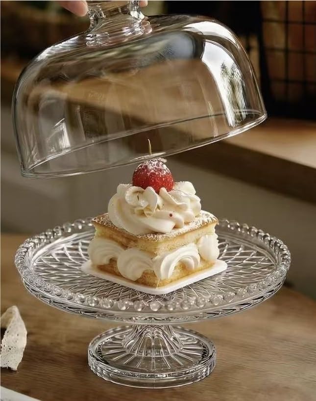 Espositore for torte, vassoio da dessert con cupola in vetro, supporto for pasticceria for prodotti da forno domestici