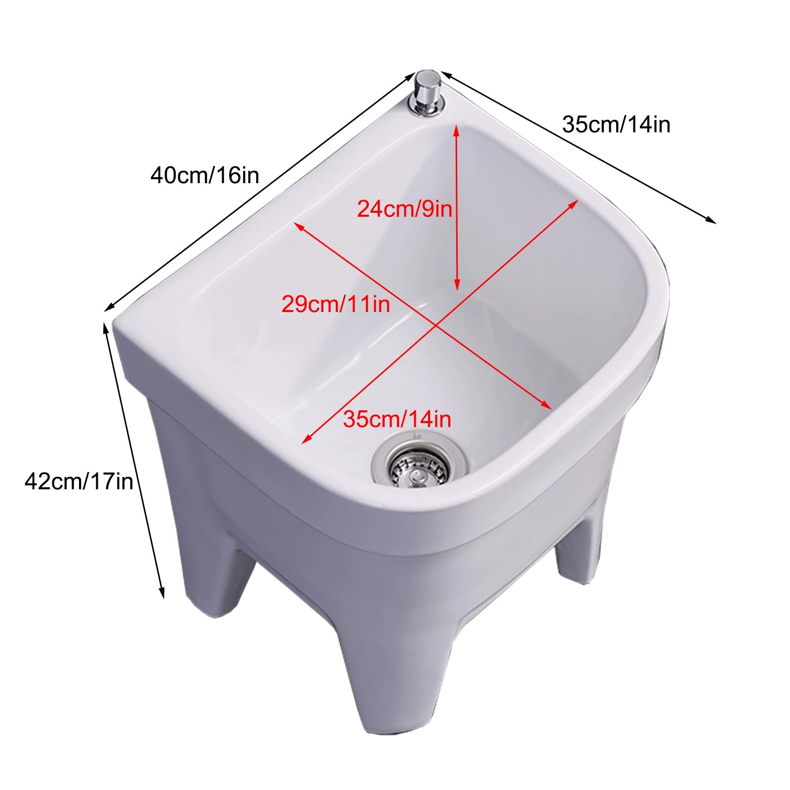 Fregadero grande de cerámica con drenaje OneTouch, perfecto para lavandería, garaje, estudio de arte, invernadero, duradero, fácil de limpiar, versátil