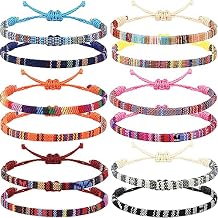 Yinkin 12 Pcs Boho Surfer Ankle Bracelet Unisex Handmade Braided Bracelet Adjustable Woven Friendship Beaded Anklets Waterproof Beach Bracelets for Women MenCute