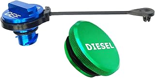 Diesel Fuel Cap for Dodge, Magnetic Ram Diesel（Strong magnetism） Billet Aluminum Fuel Cap（Strong magnetism） and DEF Cap Combo for 2013-2018 Dodge Ram Truck 1500 2500 3500