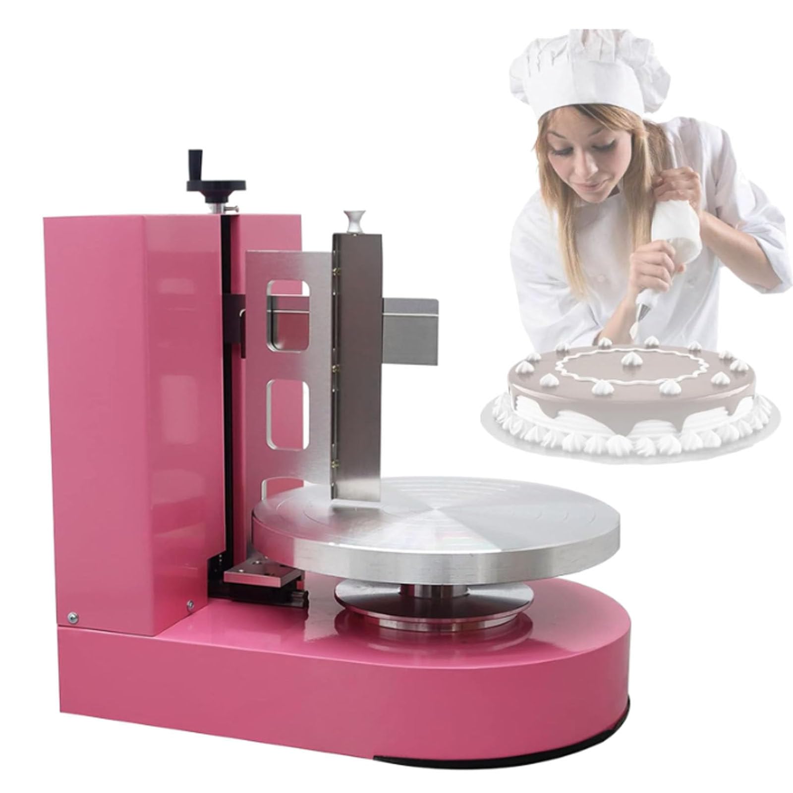 Spandiconcime elettrico per torte, per glassa e rivestimento di burro, per torte di compleanno, panetterie, facile preparazione di dessert (rosa)