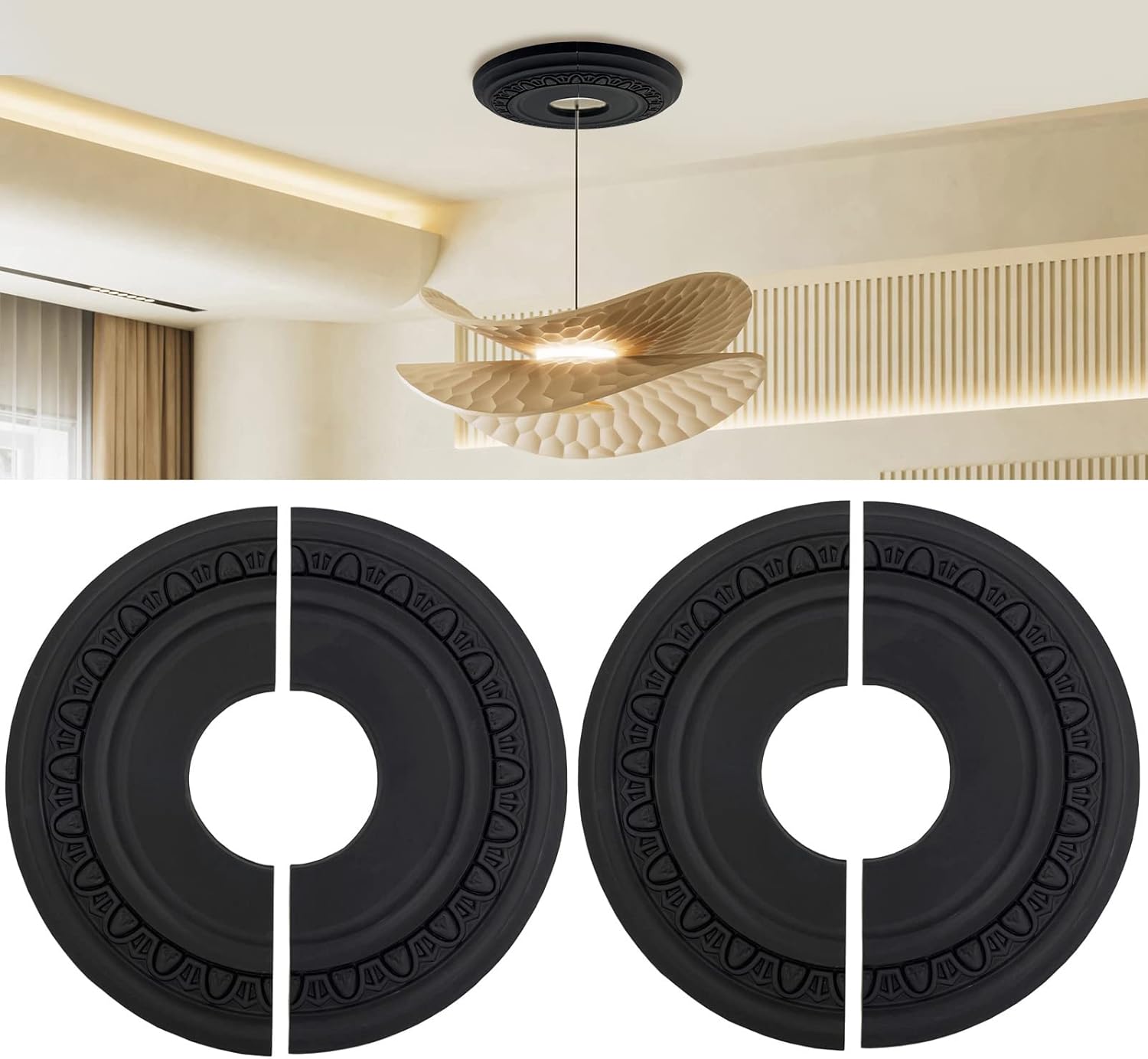 2 Pairs Split Ceiling Medallion Round Ceiling Light Medallions Ceiling Light Medallion for Light