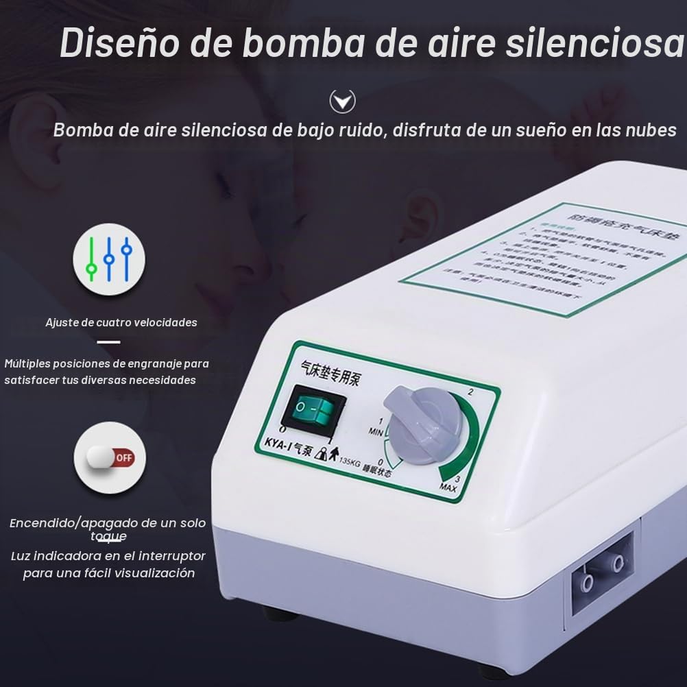 Colchón Antiescaras Diseño extendido,Antideslizante,Colchon Antiescaras De Presión Alterna con Bomba Silenciosa,Impermeable Colchones Antiescaras De Aire De PVC Médico,Azul Marino,200x90cm
