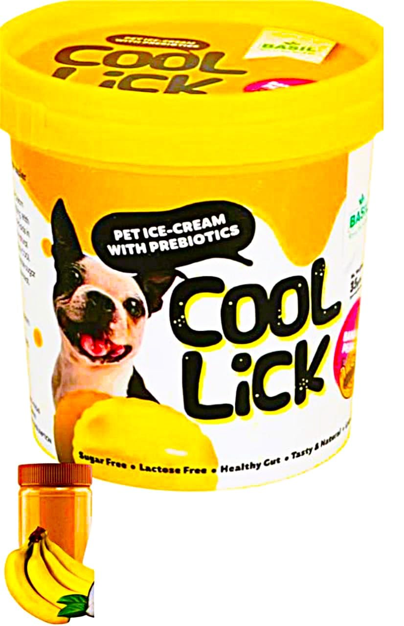Waggytails Basil Premium Ice Cream Treat for Dogs with Added Prebiotics | Cool Lick | Premix 35 Grams in a Tub (Banana & Peanuts) (Pack of 6)-image-48