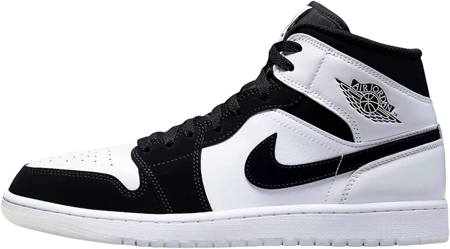 JordanAir Jordan 1 Mid Basketball Shoes for Men, White Black-multi Color, 45 EU