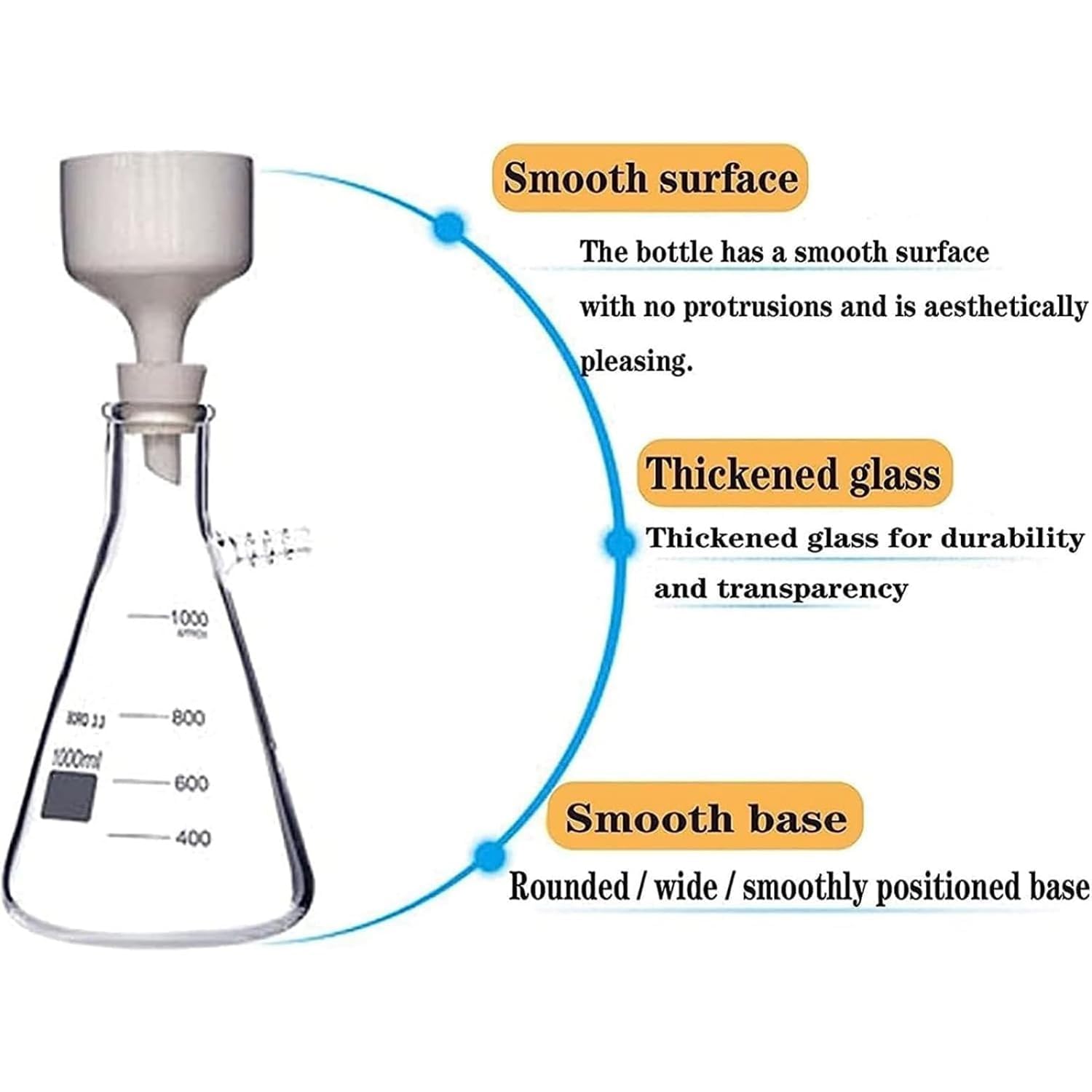Aparato De Filtración Al Vacío De Vidrio para Laboratorio, Kit De Filtración con Embudo Y Bomba Manual De 250 Ml/500 Ml/1000 Ml, con Escala Transparente, para Laboratorio Educativo De Física