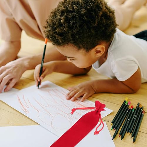 Miniatura 6 de 20pcs Single Velvet Cordón Pen Pouch Sleeve Holder Pen Case Lápiz Bag Set (Rojo)