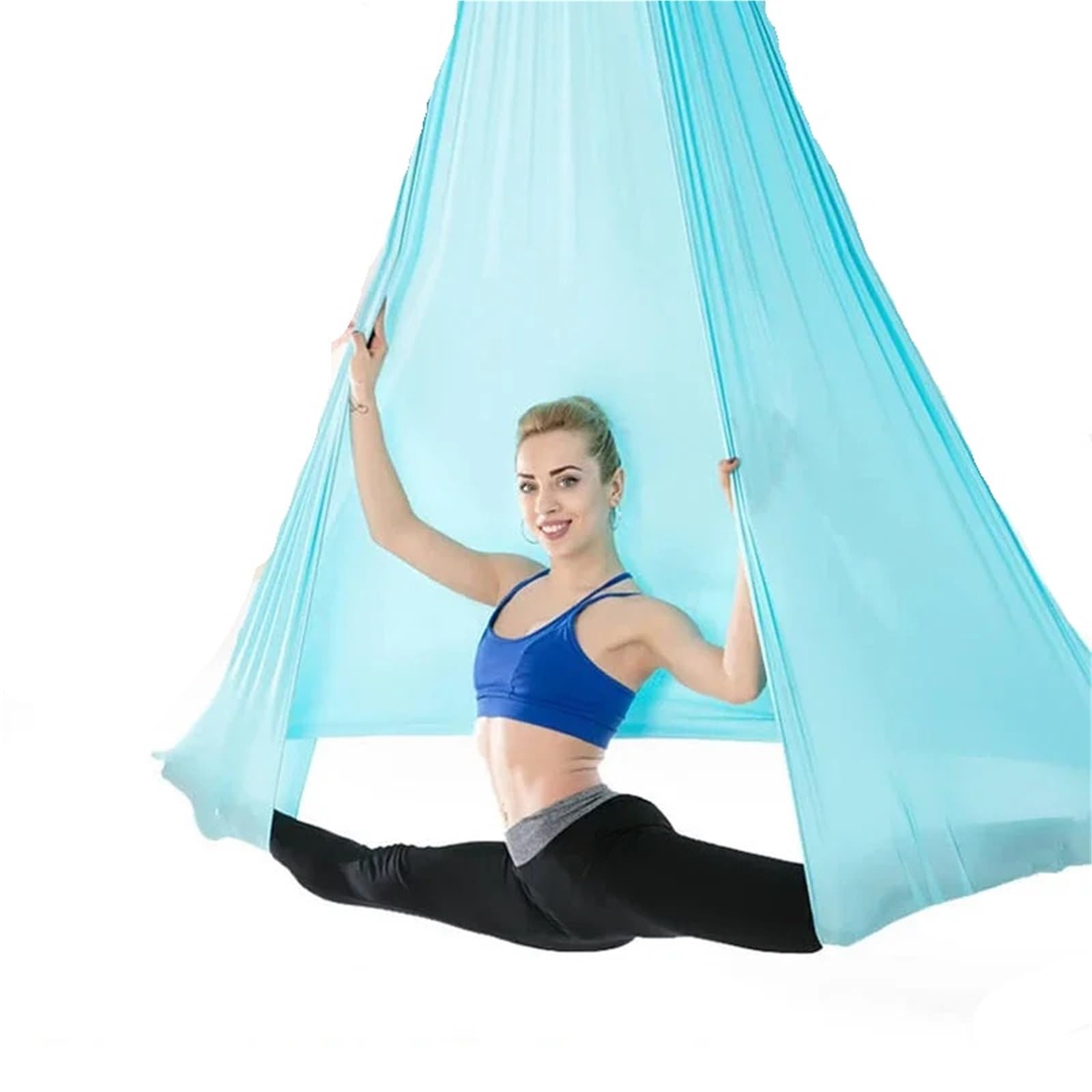 Columpio Yoga Aereo 5 * 2,8 m Alta Resistencia aérea Seda Yoga Swing Hamaca Vuelo inversión Yoga Cinturones for Gimnasio Ejercicio en casa Fitness