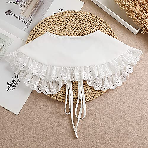 Elegtiskas Women’s Dechable False Collar Neck Ruff Mini Lace Cape Dickey Collar4