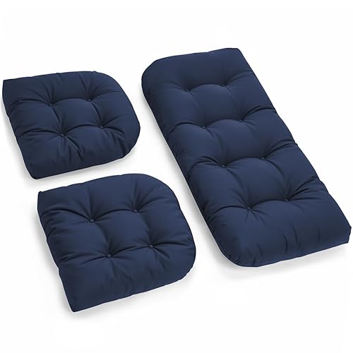 All Weather 3 Pieces Wicker Chair Cushions, Waterproof Outdoor Wicker