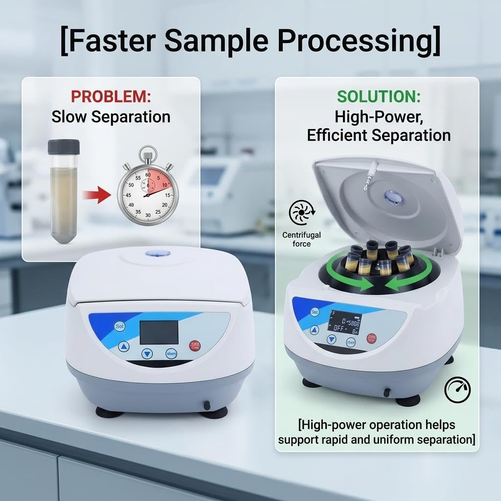 Digital Bench-top Lab Centrifuge, 500-5000RPM, 8x15mL Test Tubes, LCD Display, PRP Processing