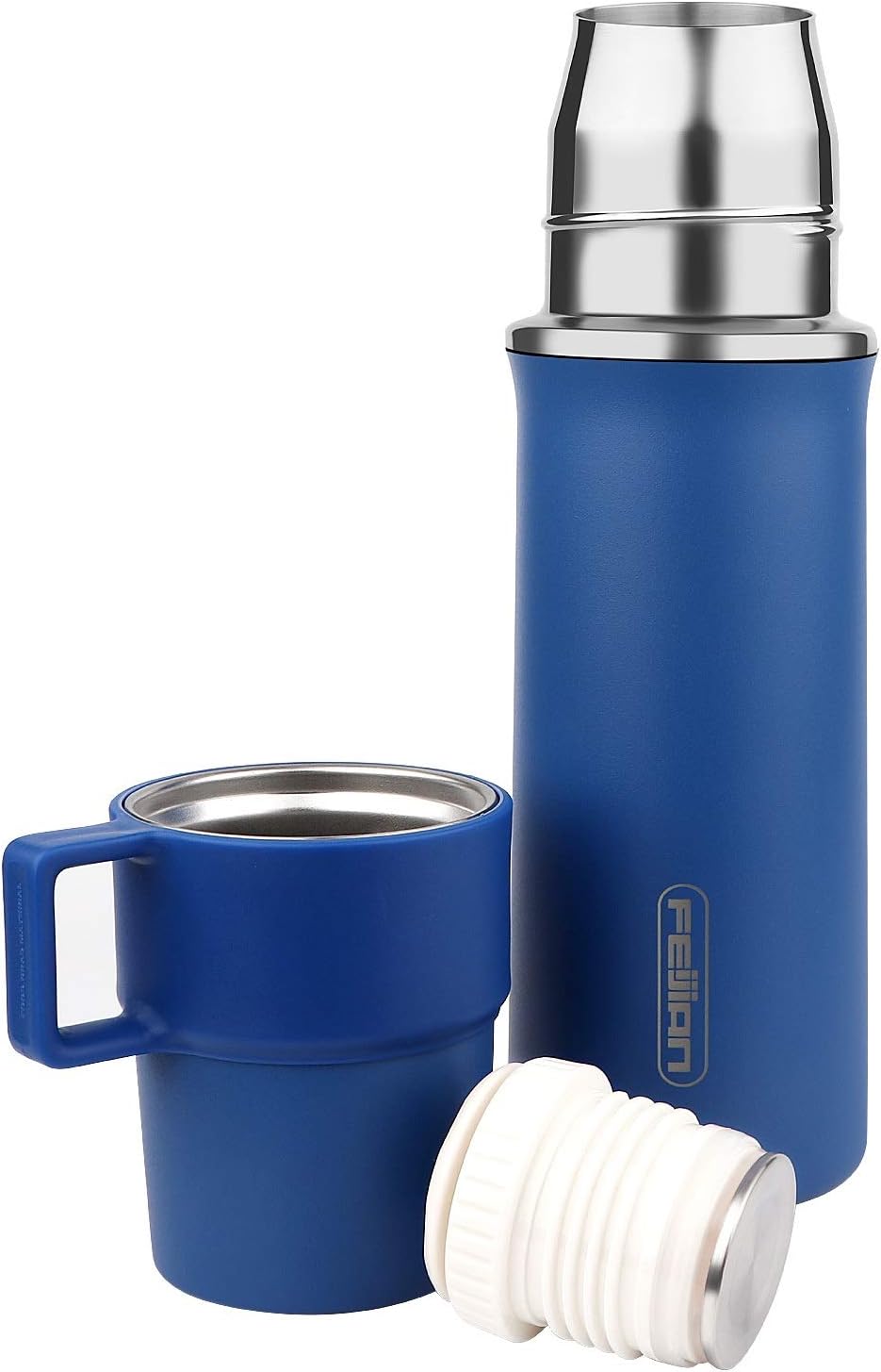 FEIJIAN Coffee Thermos with Cup,21 OZ Stainless Steel Water