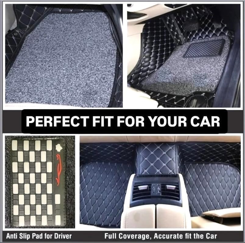 Image of 7D car mat Full Set for Tata Zest || Luxury Leather Double Car Floor Mat Complete Set || 100% Waterproof and Washable || Color : Black