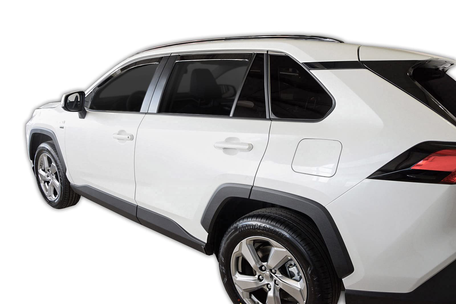 J&J AUTOMOTIVE GP Deflettori d'Aria per Toyota RAV 4 2019-2025, Set da 4 Pezzi, Antiturbo Antivento Antipioggia, Anteriore Nero Fumé Oscurato