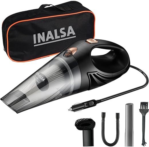 INALSA Car Vacuum Cleaner,Car Cleaning Accessories,5 Mtr Long Corded 2-in-1 Wet & Dry Vacuum,Strong 5KPA Suction Power,HEPA Filtration,Lightweight...