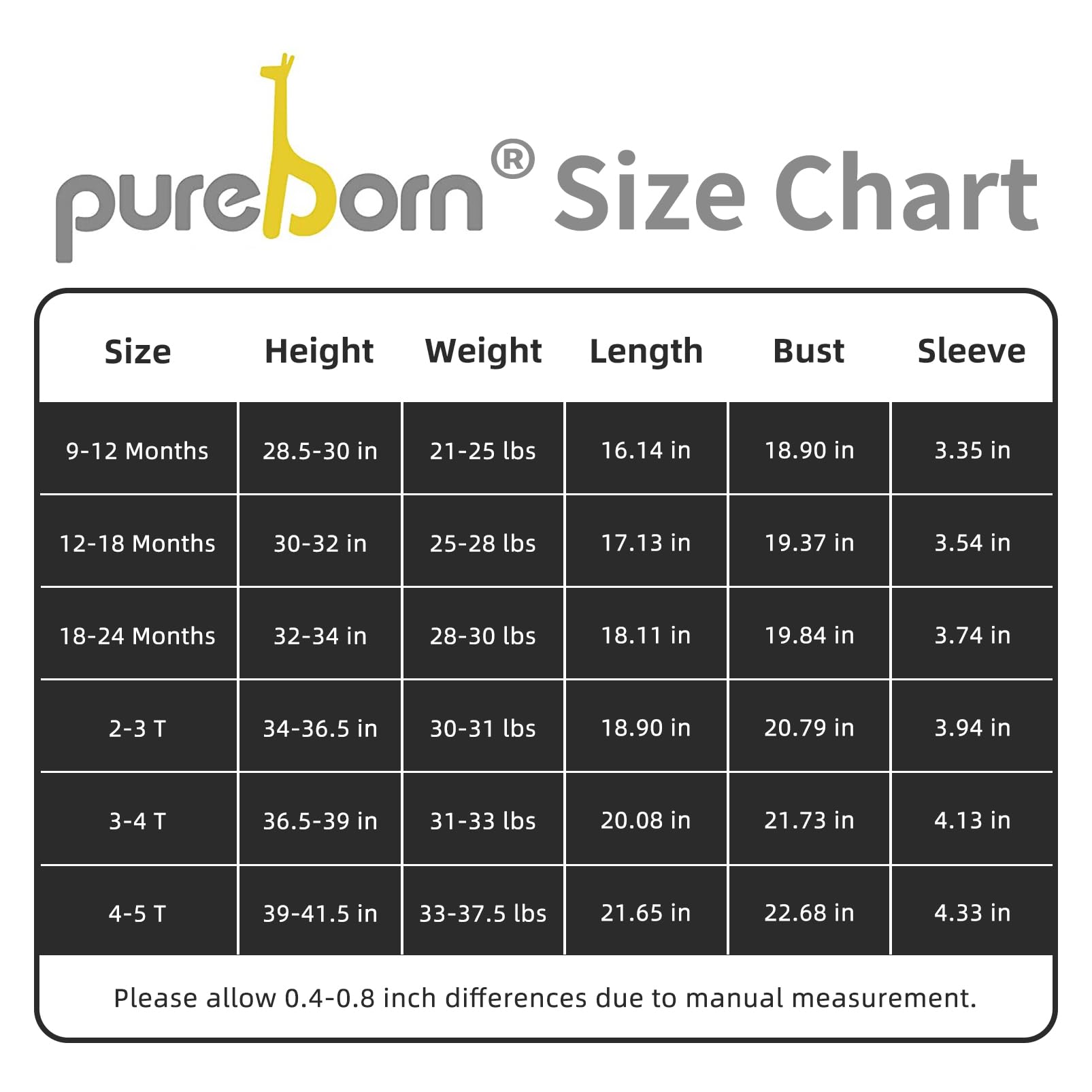 pureborn Vestido de algodón para niña, de 0 a 6 años, color liso