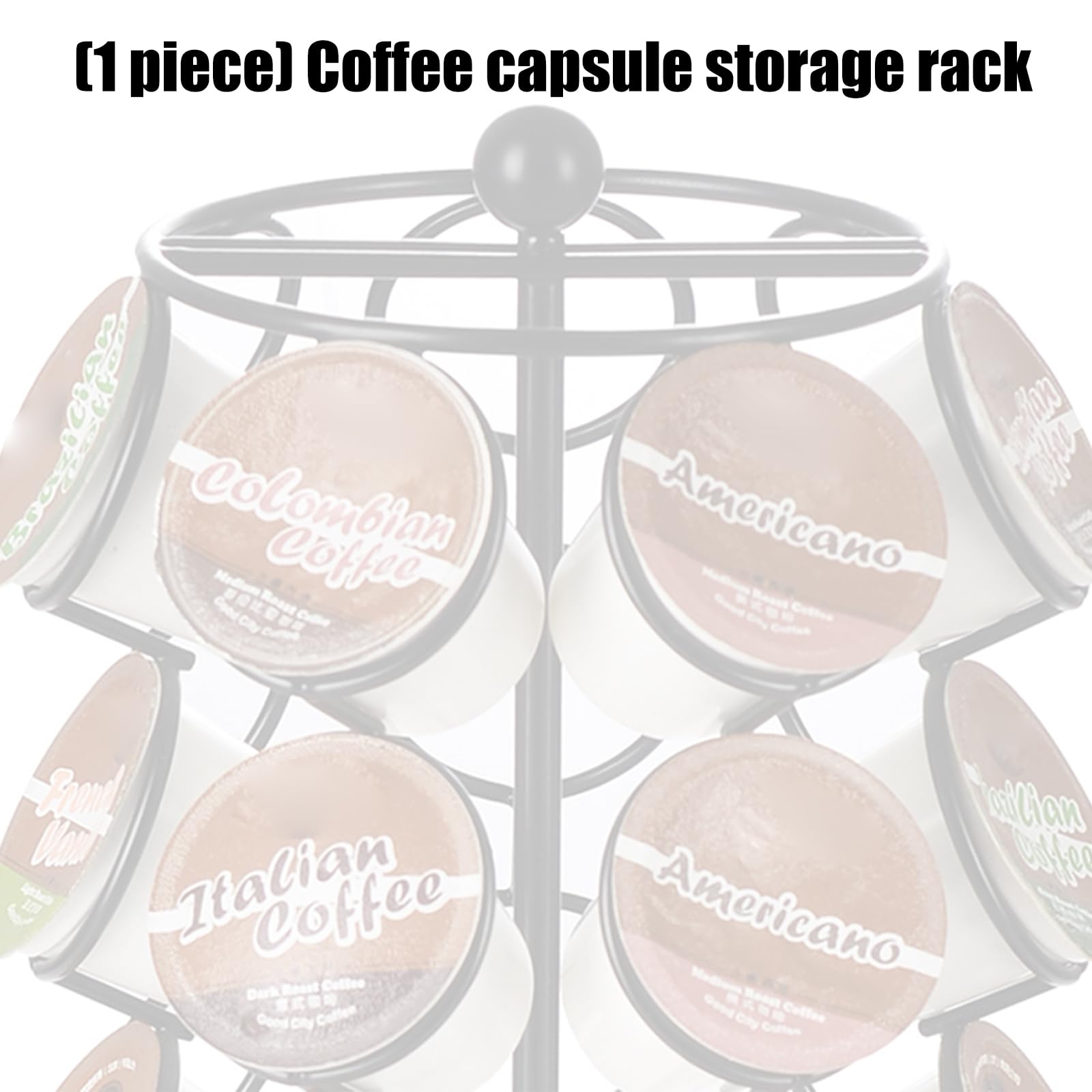 360 Grad drehbarer Kaffeepadhalter organisiert Küchenzubehör, große Kapazität, platzsparender Aufbewahrungsständer, Kaffeepadspenderständer aus Eisen