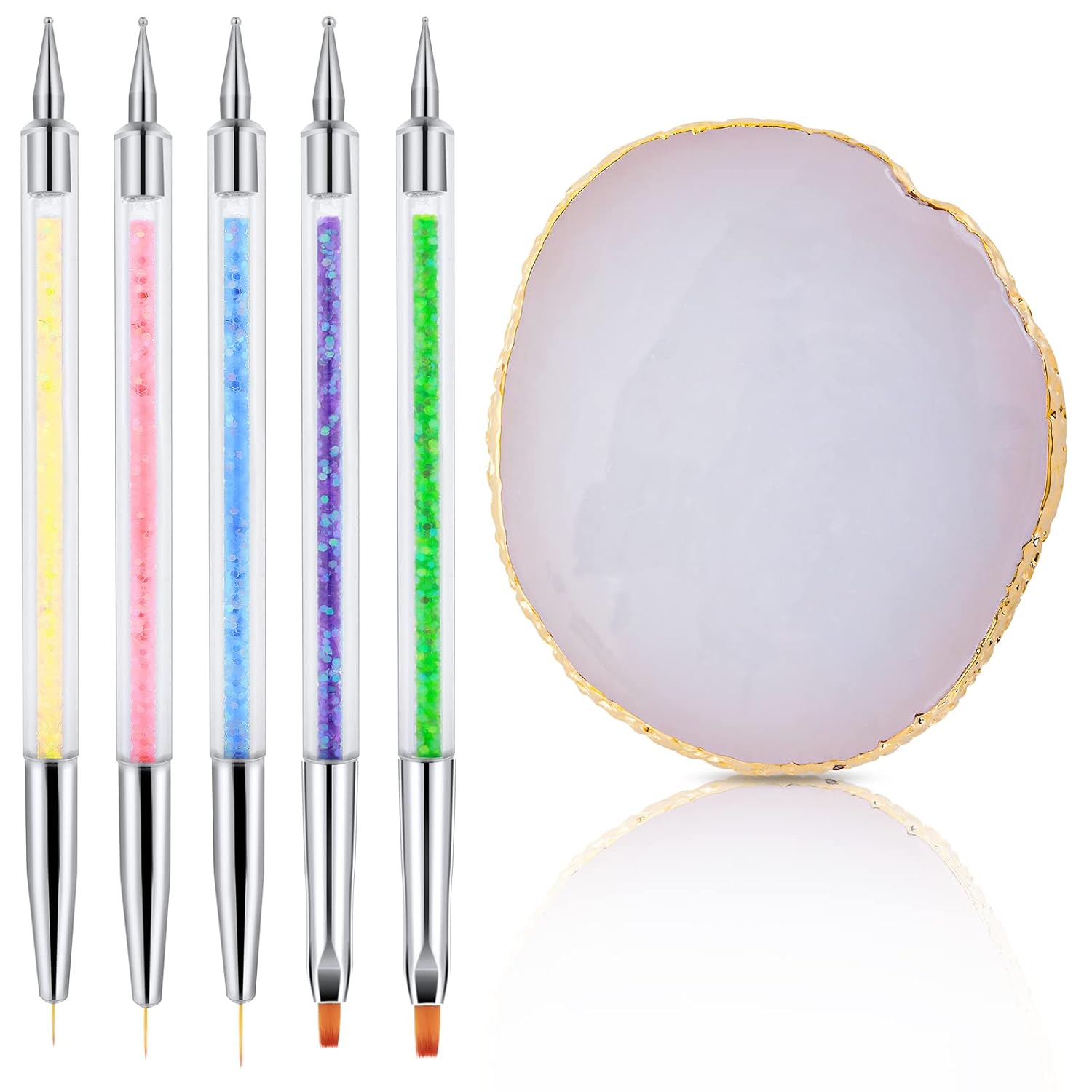 WLLHYF Nail Art Tools Kit, Resin Nail Art Painting Mixed Color Palettes with 5 Nail