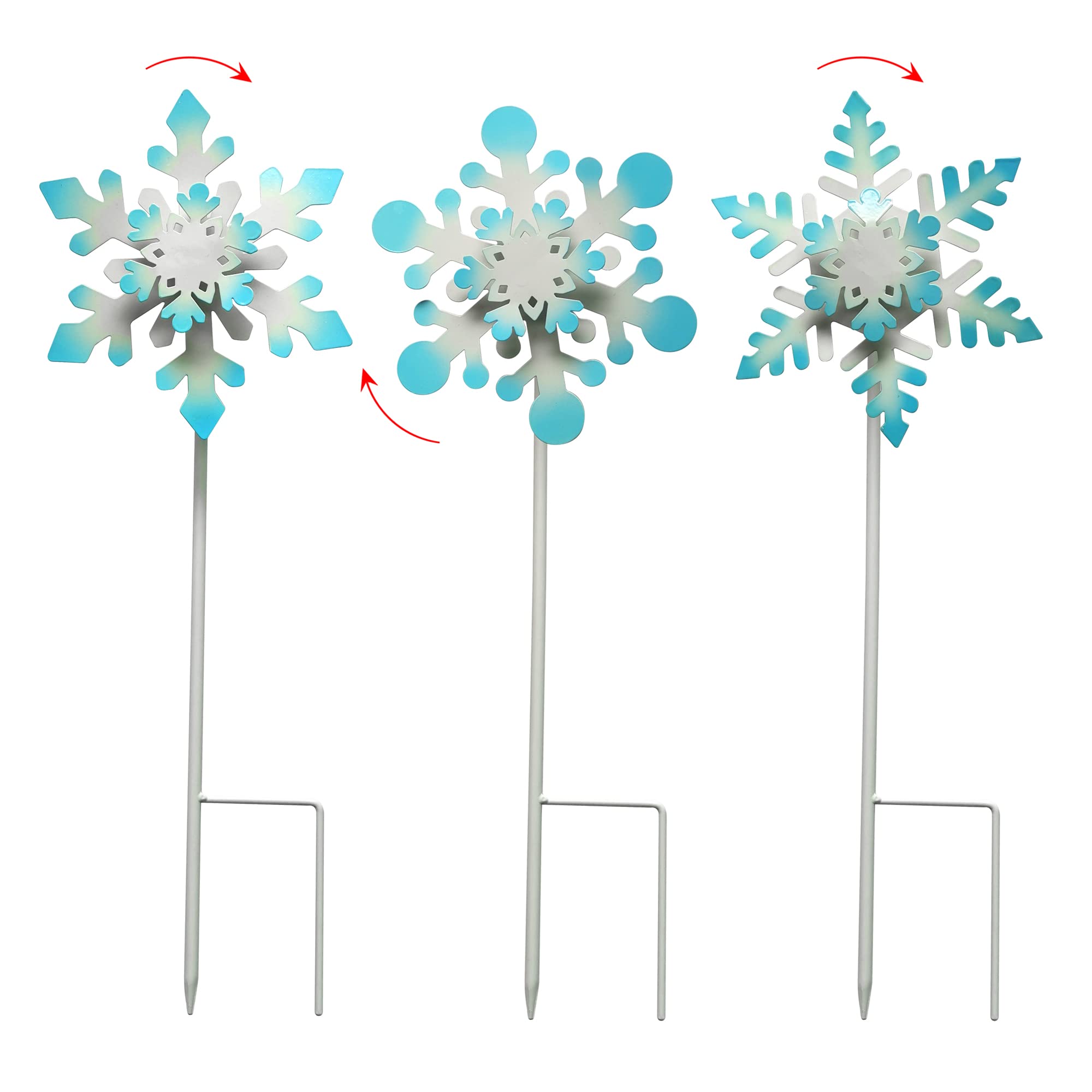 Outdoor Metal Stakes, Yard Wind Spinners, Garden Windmill Stakes, Outdoor Wind Catcher Yard Patio Christmas Decorations, Set of 3…