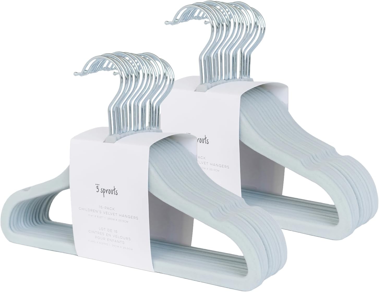 Velvet Baby Hangers - Non-Slip Hanger for Infant, Toddler, Baby Clothes - Closet Kids Hangers with Slim Design, Nordic Colors, Pack of 30 - Blue