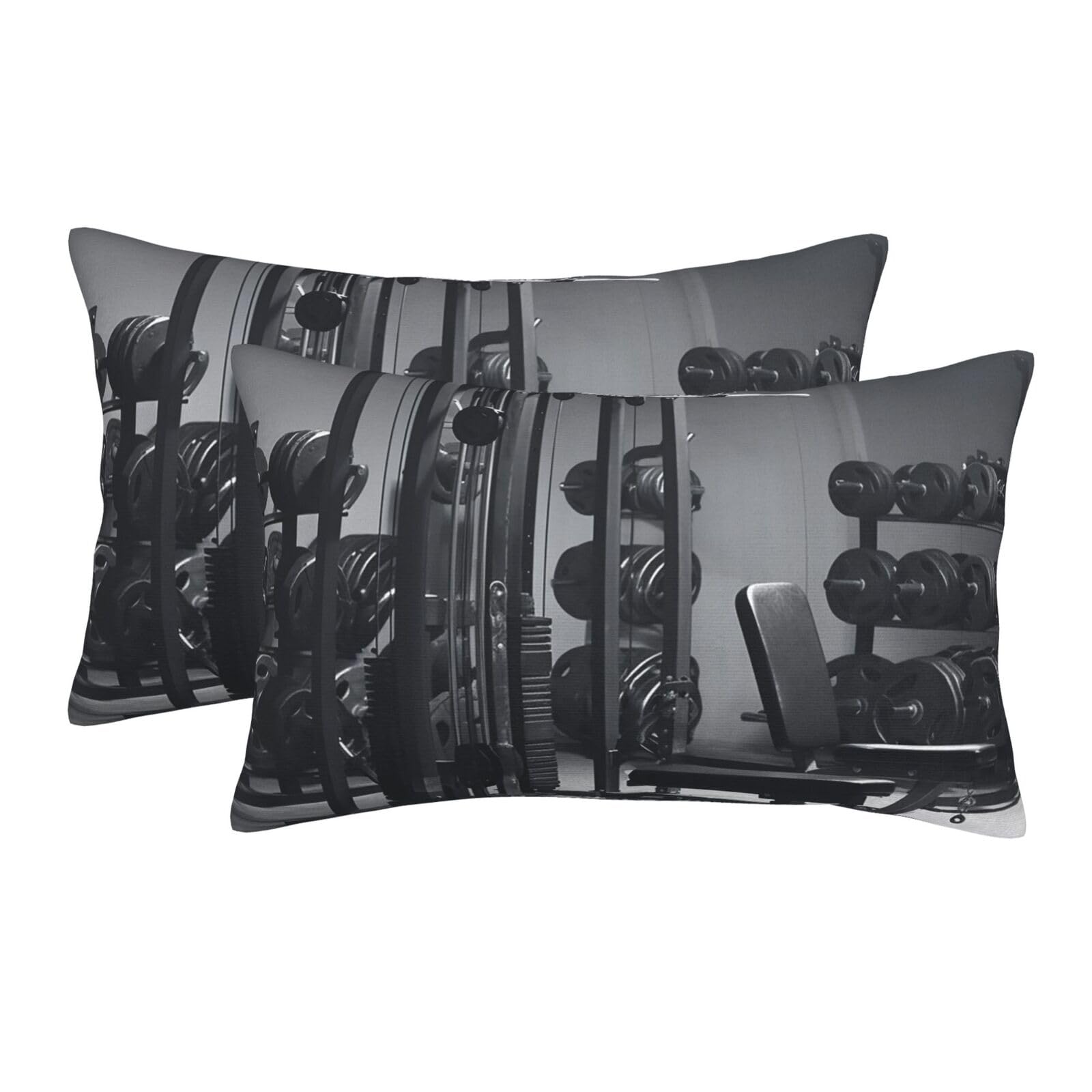 2 Pack Pillow Cases with Hidden Zipper, Soft Breathable Pillow Covers for Hair and Skin, Gym Equipment Pillowcases 14"x20" Bed Pillow Protectors Cover for Sleeping Gifts