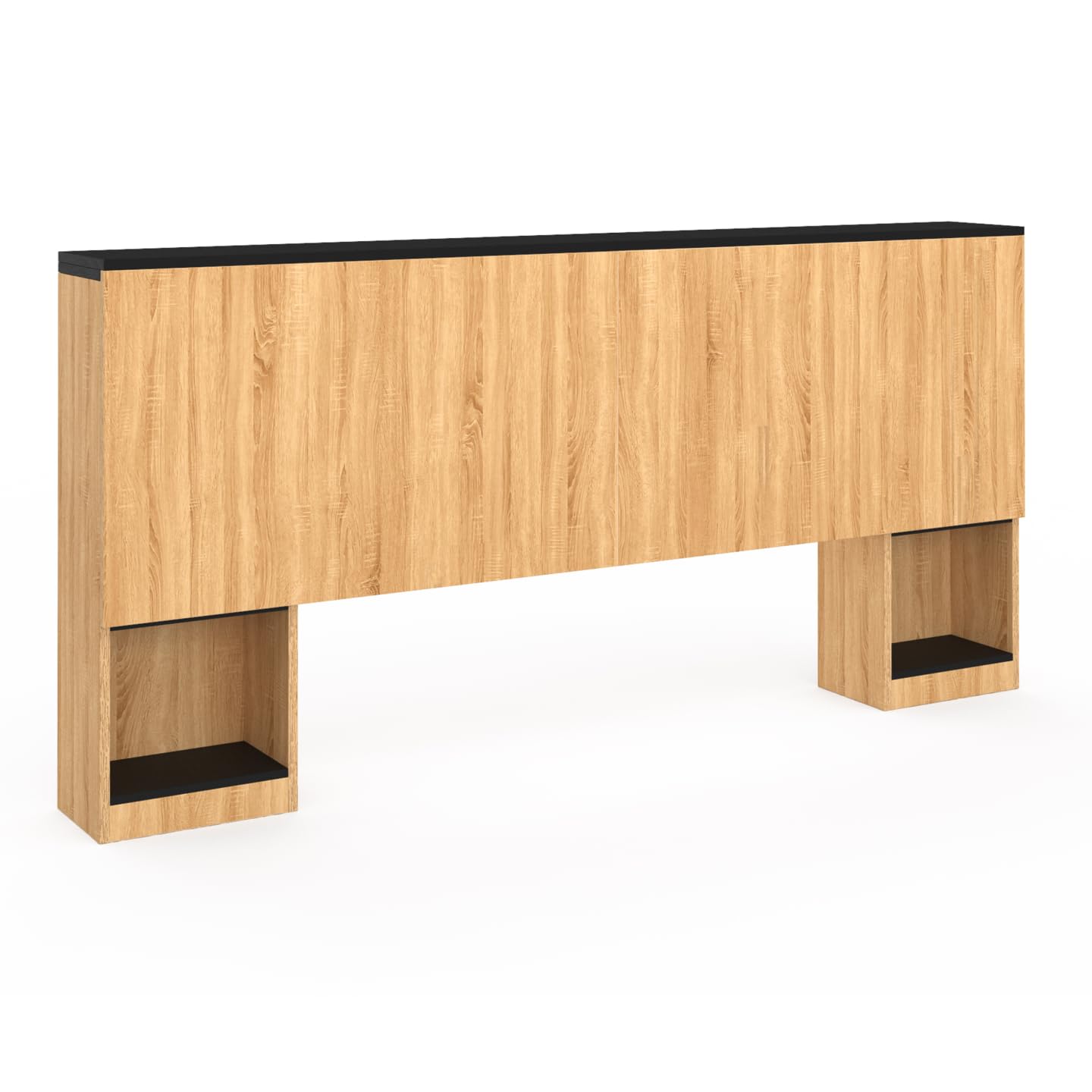 IDMarket - Tête de lit sur Pied Extensible avec chevets coulissants CATBA pour lit 140 et 160 cm façon Bois et Noir