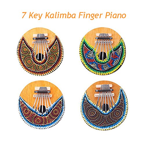 VIDOO Kalimba 7 Key Finger Piano Painted Coconut Shell Mbira Likembe Thumb Piano