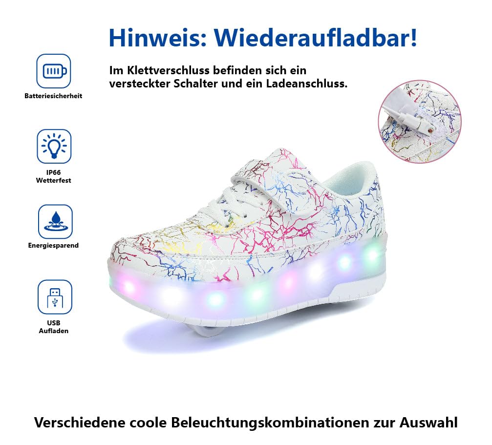 HUSKSWARE Pattini a rotelle, per Ragazzi e Ragazze, con 4 Ruote, Regolabili, con Ruote, Colore Nero, Bianco,Rosa 28-40 EU