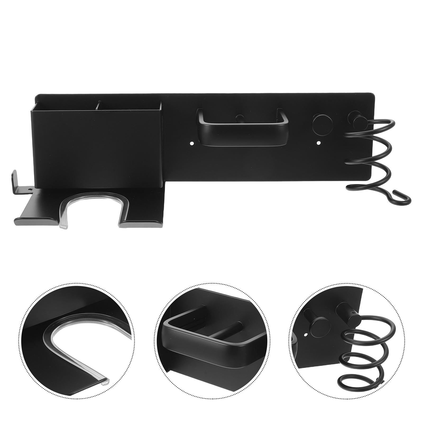 Genérico Soporte de Secador de Pelo de Pared Adhesivo en Plástico y Hierro para Accesorios de Peinado en Tocador o Salón, Diseño Sencillo Marcas