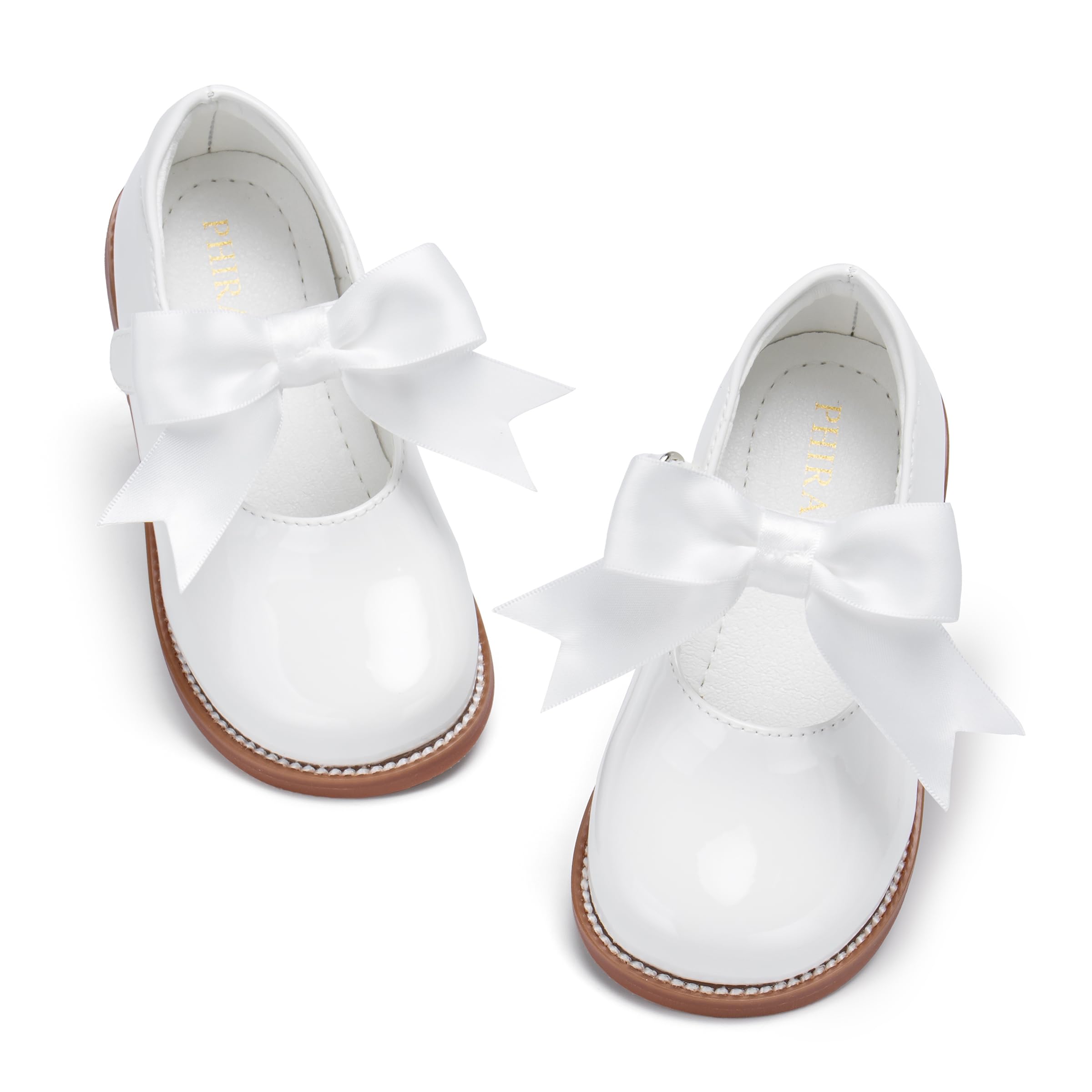 PHIRAMIN Toddler Flower Girl Dress Shoes - Little Girl Mary Janes Flats Wedding