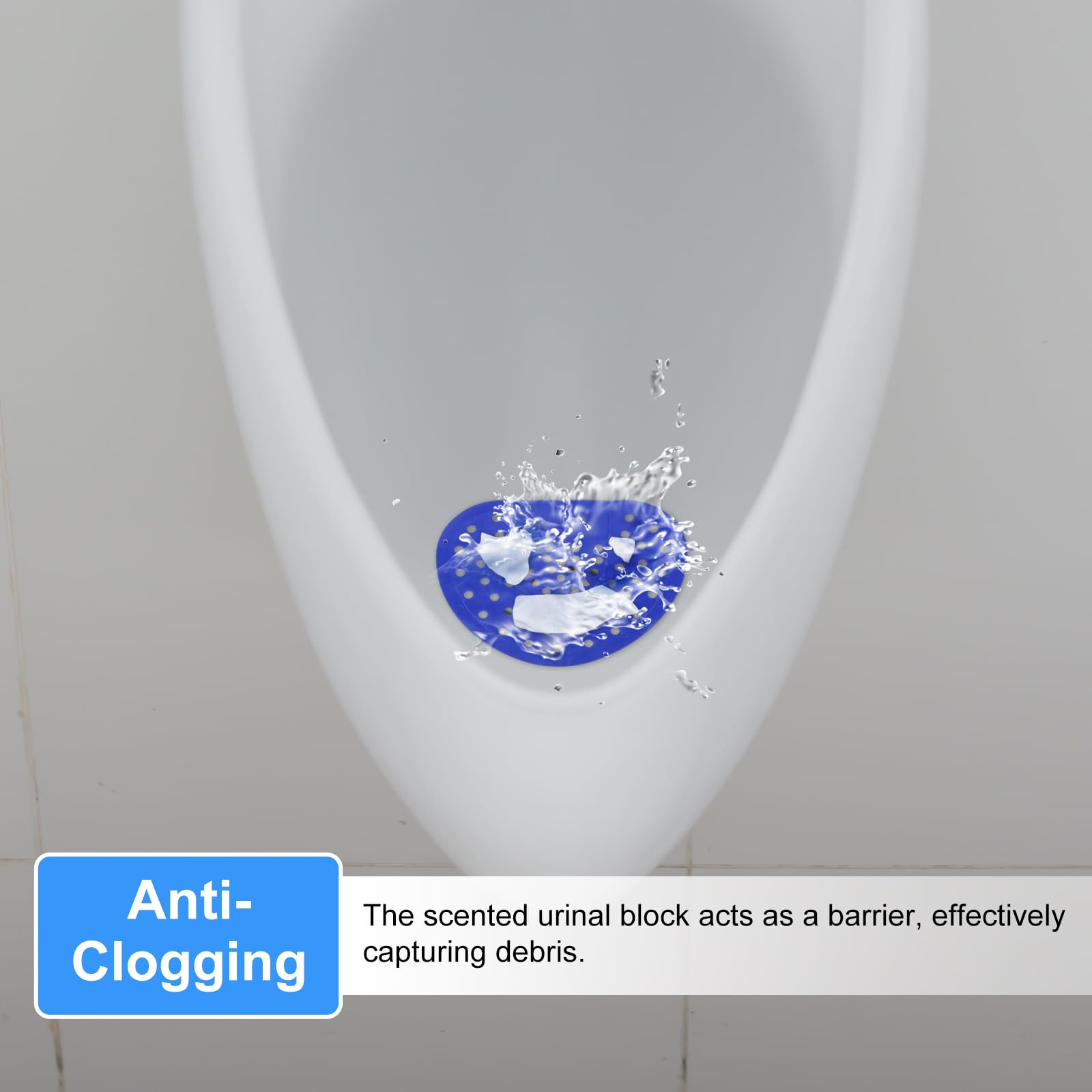 QUARKZMAN 10 Stück Urinalsieb mit Duft, Urinaleinlage Einsatz, PfirsichduftFrischewirkung Pissoirsieb Spritzschutz Lufterfrischer Jedes Pissoir und Urinal Einmalhandschuhe WC Matte - Blau