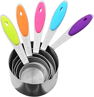 Measuring Cups for Baking and Cooking - Stainless Steel Set of 5 Measuring Spoons Set Ergonomic Non-Slip Handle Easy
