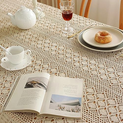 Nappe de table anti tache beige ajourée pour repas sans stress