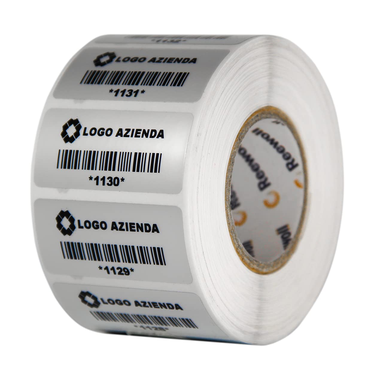 Etichette inventario beni cespiti personalizzate 47 x 22 mm in poliestere argento opaco (100)