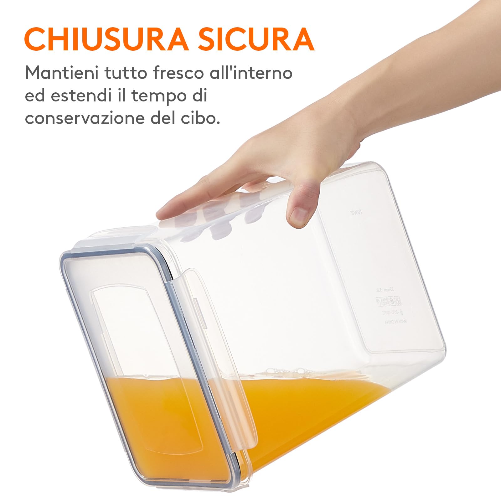 Lifewit 4 Contenitori Ermetici per Alimenti, Set Contenitori per Alimenti 5.2L, Contenitori Pasta Dispensa Salvaspazio, Contenitori Barattoli Cucina Accessori, Barattoli Pasta Plastica con Coperchio