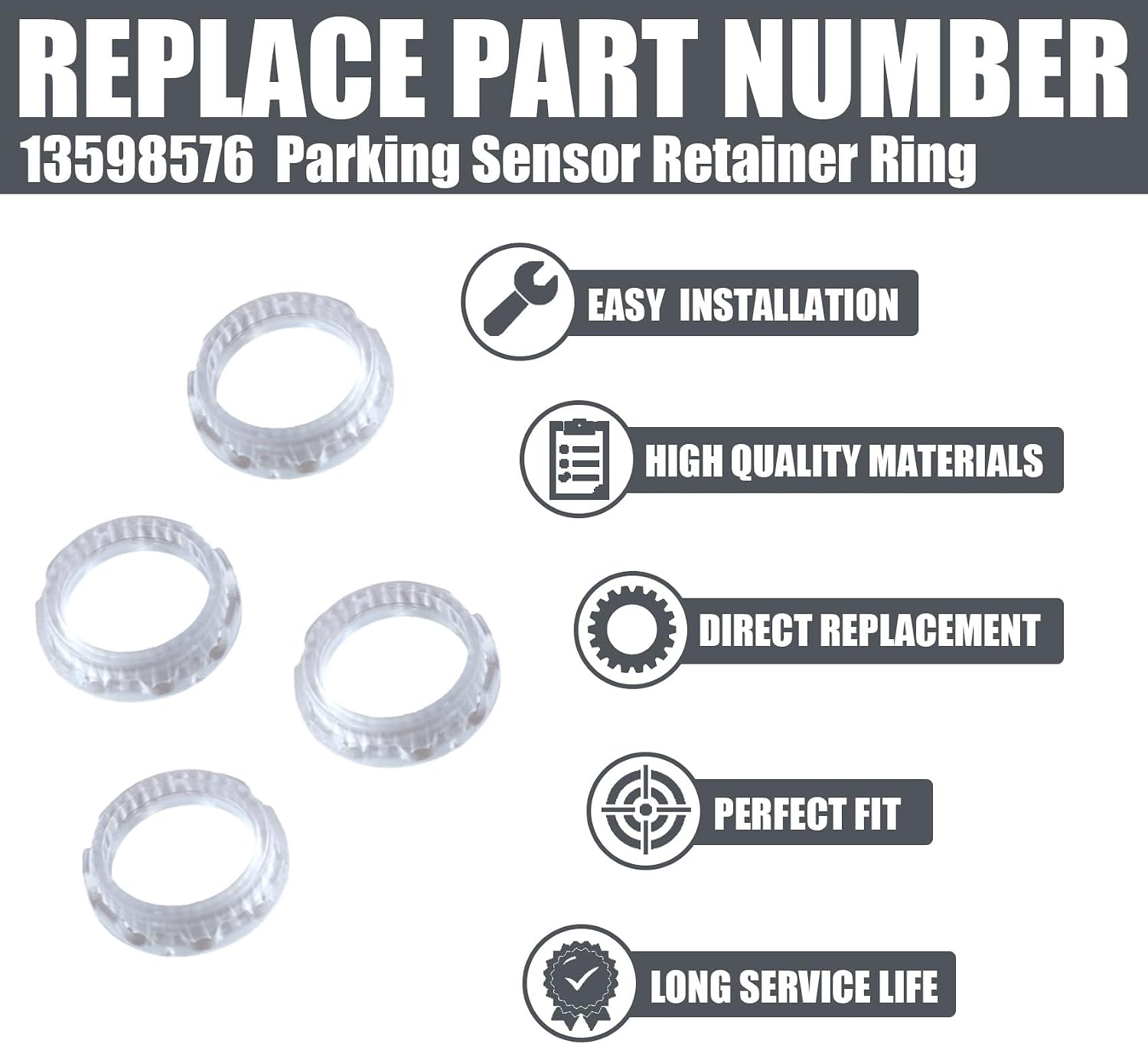 Parking Sensor Retainer Ring 13598576 Fit for Chevrolet Colorado Blazer Silverado 1500, Fit for Cadillac XT4 XT6 CT4 CT5 CT6, Fit for GMC Sierra 1500, Fit for Buick Encore GX, 2019 2020 2021