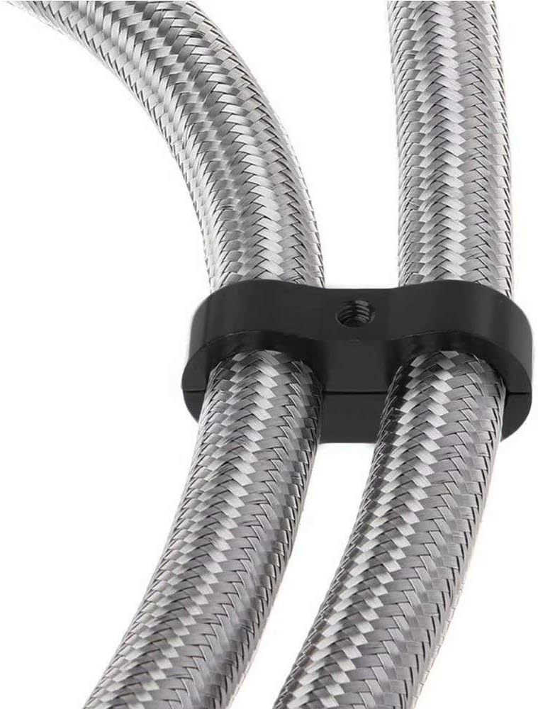 6PCS AN6 6AN Billet Aluminum Fuel line Mounting Hose Separator Clamp for Fuel Line, Oil Hose, Brake Line, Water Pipe, Gas Line black