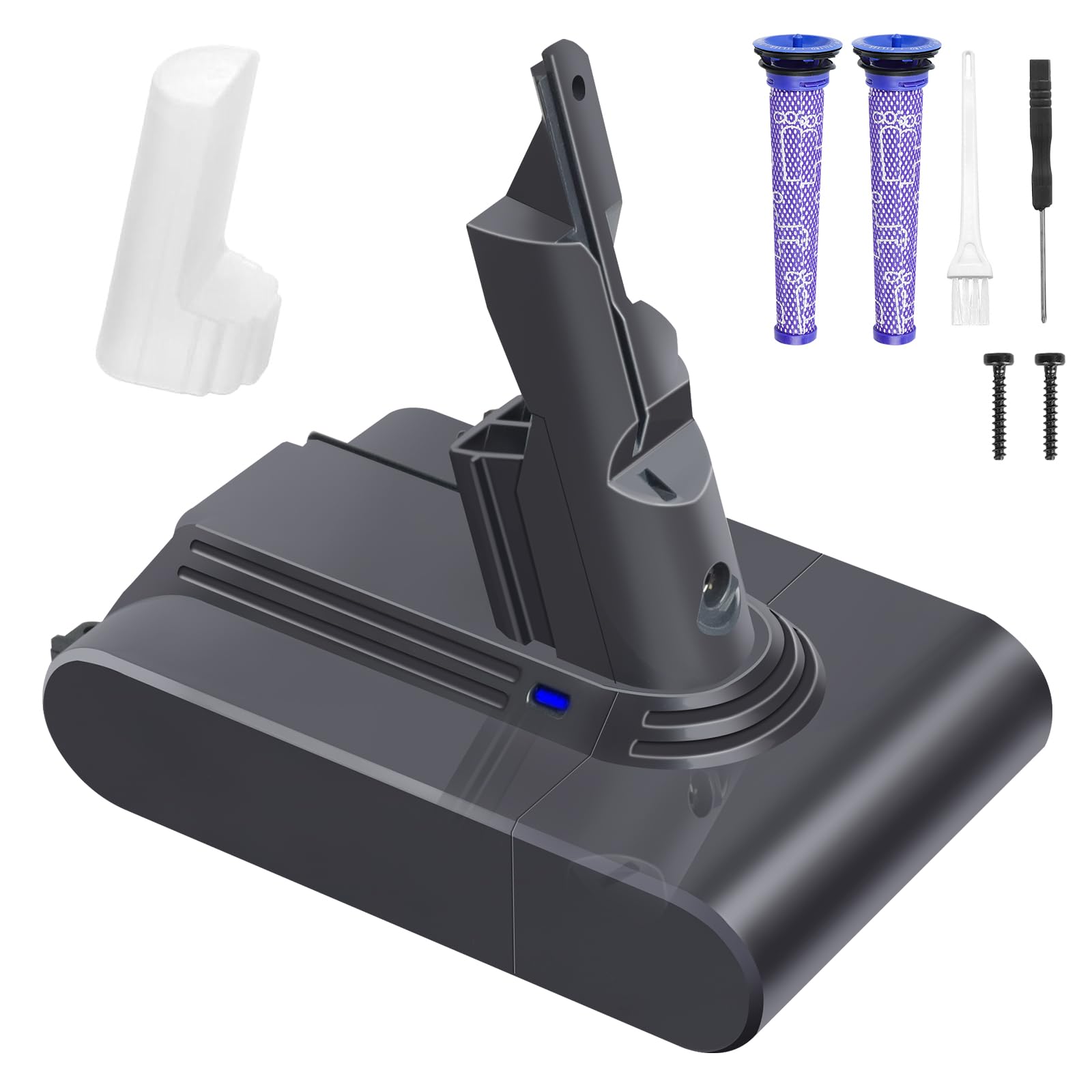 21.6V 4.6Ah Replacement Lithium Battery for Dyson V7 All V7 Models with 2 Filters Accessories Kit