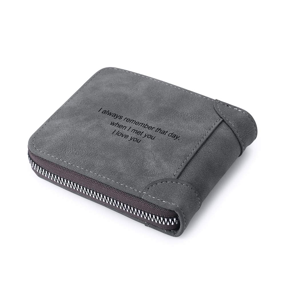 JewelOra Personalized Photo Wallet, Custom Photo Wallets for Men, Men's Zipper Wallet Customized Wallet for Father,Dad,Son,Boyfriend(Zipper 1)