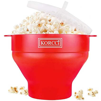 Original Microwaveable Silicone Popcorn Popper, BPA Free Collapsible Hot Air Microwavable Popcorn Maker Bowl, Use In Microwave or Oven (Red)