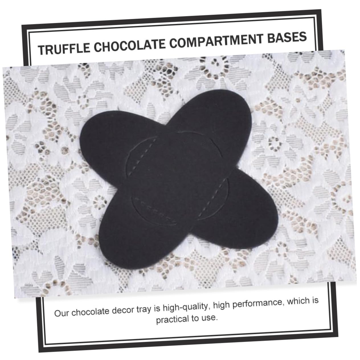 OFFSCH 100pcs Chocolate Paper Pad Tray Chocolate Compartment Layer Serving Oh Wrapped Thick Tray Paper Black