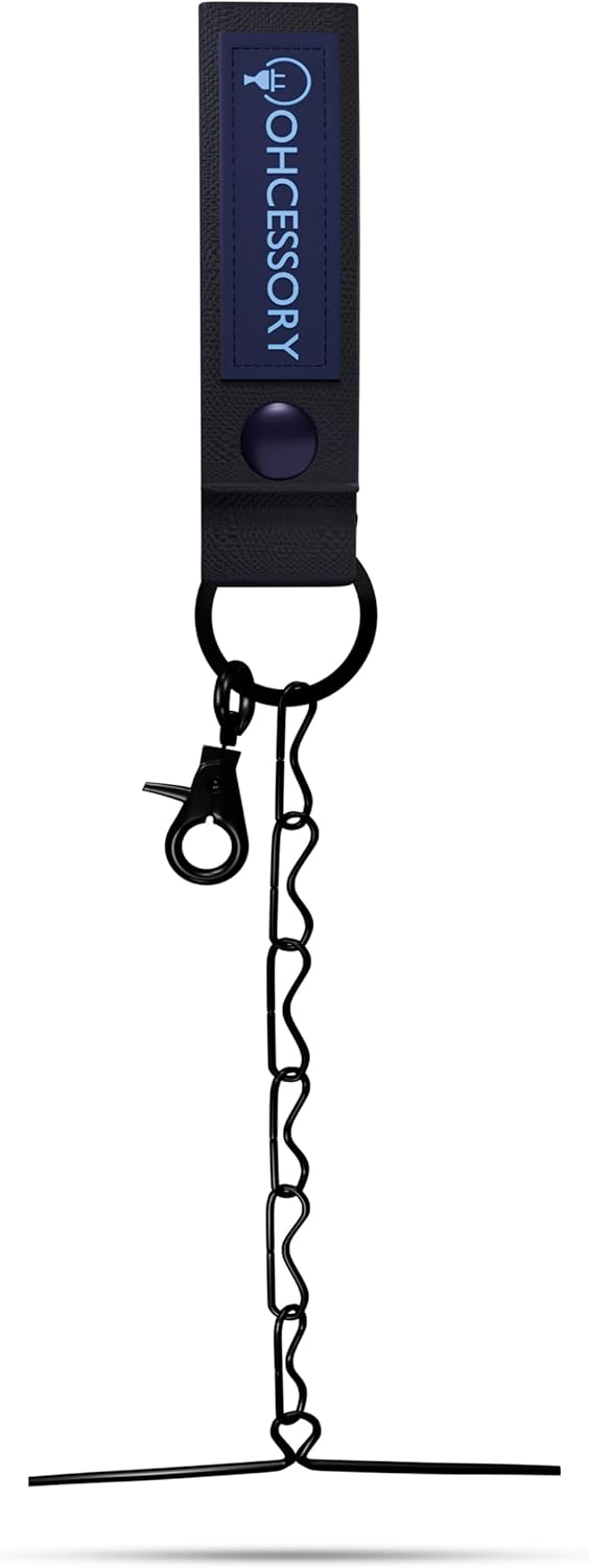 OHCESSORY Electricians Tape Holder Chain with Keyring and Trigger Snap Hook – Tape Thong with Button Strap for Tool Belt and Tool Pouch – Holds up to 10 Rolls of Tape - OL-96833