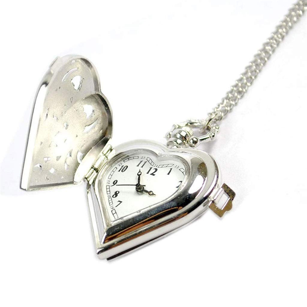 Desconocido Reloj de Bolsillo, Estilo Vintage Reloj de Bolsillo de Plata Hueca Hombres y Mujeres Grabado Creativo Reloj de Bolsillo de Trabajo Simple