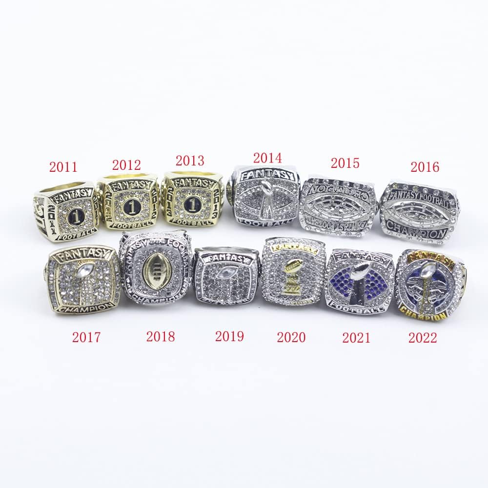 Kuseli 2011-2022 Fantasy Football Championship Ring MVP Trophy Prize for Fans Mens' Souvenir Gift (11,Without Box)